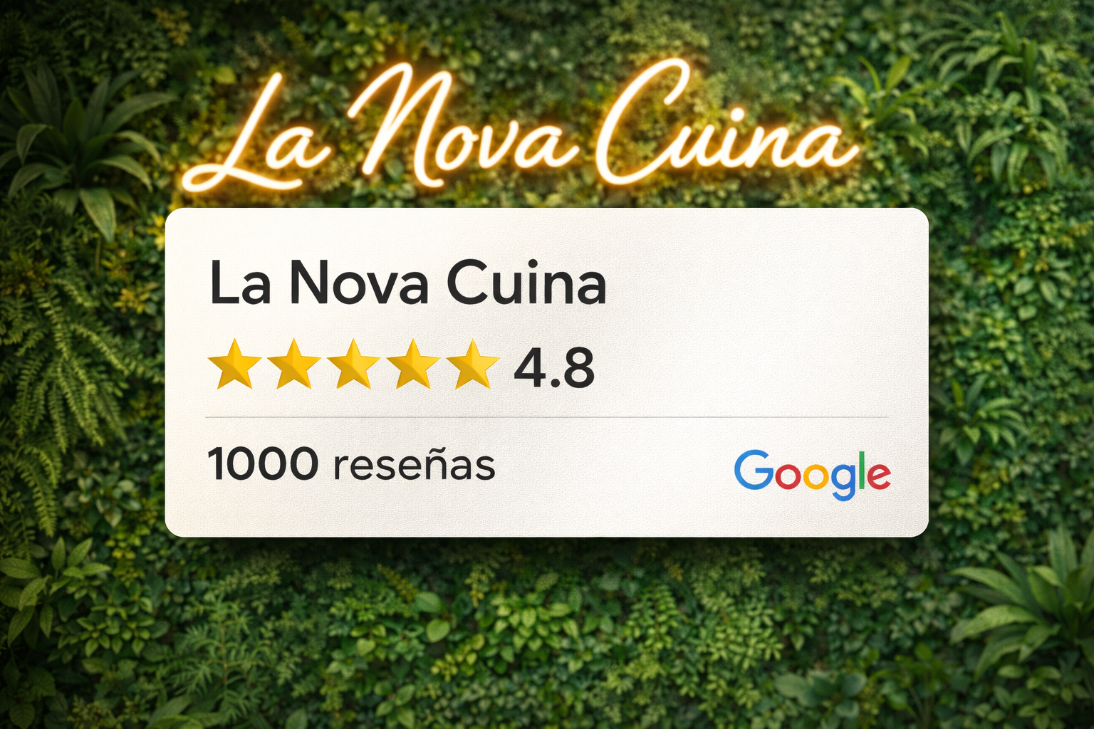 La Nova Cuina celebra 1.000 reseñas con una nota de 4,8